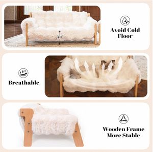 سرير حيوانات أليفة من الكتان الداخلي وصديقه للأماكن المغلقة ، أريكة خشبية بنمط صلب ، غطاء متين قابل للفصل ، تعبئة مخصصة في صناديق للقطط والكلاب الصغيرة - Product Image 4