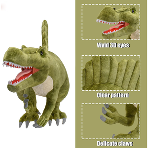 Spinosaurus feroz realista de pie Dino Cuddle Animal de peluche lleno con ojos 3D garras delicadas juguetes de dinosaurio verde de 21 pulgadas - Product Image 3