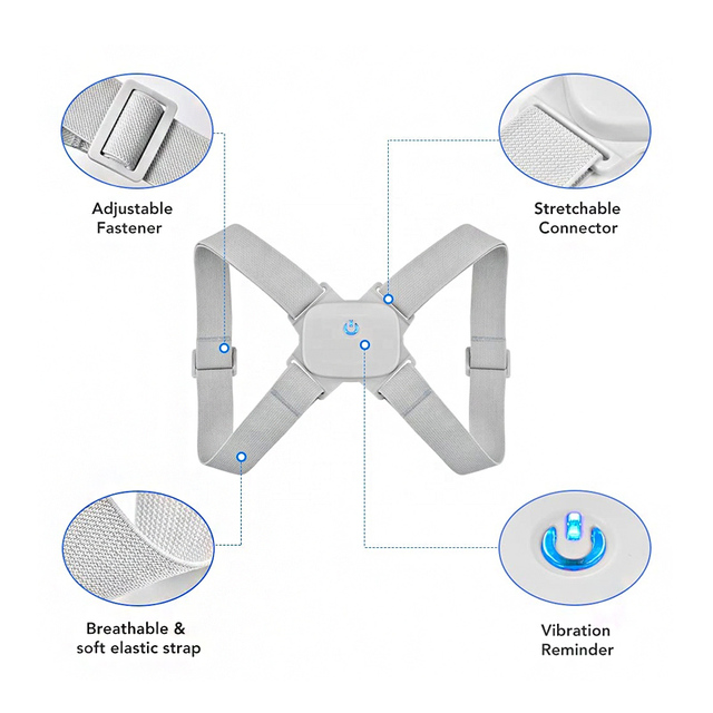 Posture Corrector for Child Student Men and Women With Smart Sensor Vibration Reminder Back Straightener Brace