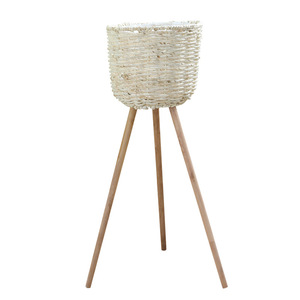 Panier à fleurs en paille tressée, support de plante en rotin, fait main, décoration de salon et de balcon, conteneur pour plantes vertes, pot à bonsaï - Product Image 5