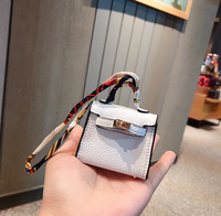 Porte-clés en cuir mini inspiré de H, multifonctionnel, avec rangement pour écouteurs et porte-monnaie, accompagné d'un foulard en soie, accessoire de mode