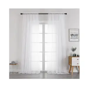 OWENIE 95 inches Long curtain voile fabric, ready made recycle voile white sheer curtain for living room