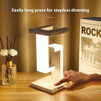 Veilleuse à chargement sans fil personnalisée en lévitation, contrôle tactile, lampe d'ambiance LED à intensité variable avec chargeur de téléphone pour lampe de bureau pour chambre à coucher