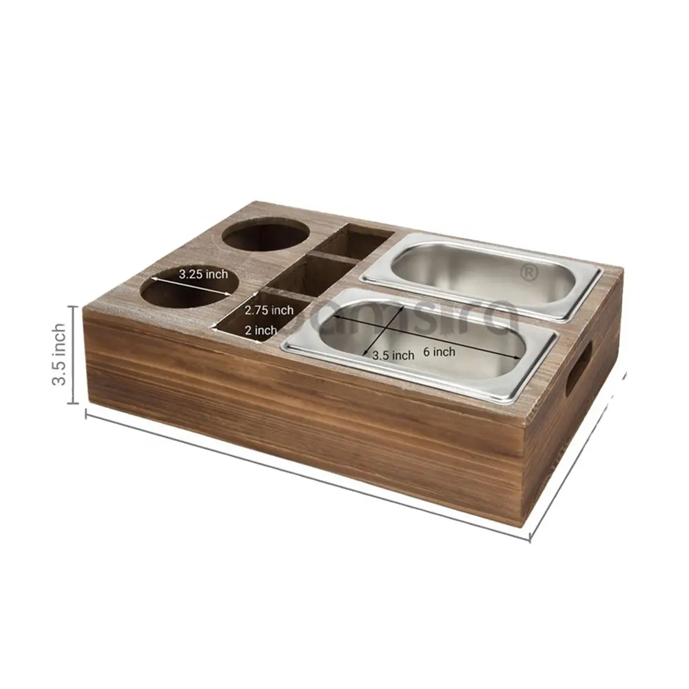 2 compartimentos para bebidas y 3 ranuras para soportes de control remoto Bandeja de sofá Caddy Coucn de madera maciza