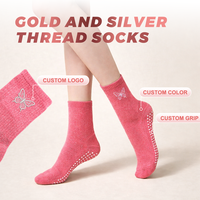 Chaussettes de Pilates personnalisées scintillantes en gros, chaussettes scintillantes prêtes pour la fête, paires personnalisées, chaussettes scintillantes pour filles