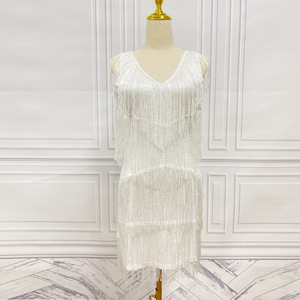 Robe de soirée des années 20 à franges longues, style <span class=keywords><strong>Gatsby</strong></span>, robe à paillettes et perles des années 20, robe vintage Art Déco, costumes sexy pour femmes - Product Image 6