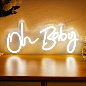 Letrero Luminoso Romántico <span class=keywords><strong>de</strong></span> Neón 'Oh Baby', Letrero LED Acrílico, Letreros <span class=keywords><strong>de</strong></span> Neón Personalizados para Bodas, Matrimonios, Decoración <span class=keywords><strong>de</strong></span> Fiestas en Casa - Product Image 1