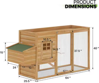 Grand poulailler Cabane à lapins en bois pour cage à volailles en plein air Boîte de jardin avec piste et porte de ventilation