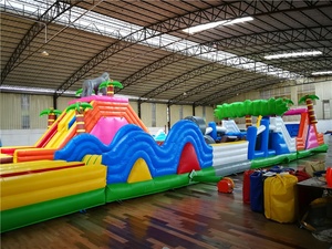 Juego al aire libre de PVC para niños, campo de obstáculos de rebote inflable con soplador, 30mL x 11mW x 6MH - Product Image 3
