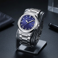 Jam Tangan Pria New Medeo 855G Fashion Mewah, Arloji Kuarsa Stainless Steel Anti Air dengan Lampu dan Tanggal