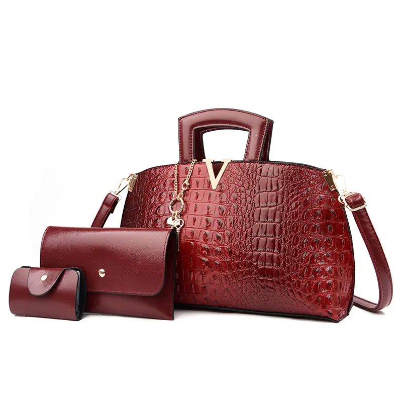 Bolsas Para Damas Alligator Patroon Hoge Kwaliteit Vrouwen Handtassen Luxe 3-delige Set Pu Luxe Handtas Dames