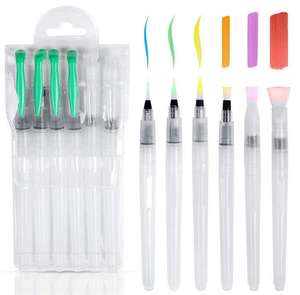 Ensemble de 6 stylos pinceaux aquarelle vides pour artiste, peinture, sac en PVC souple - Product Image 1