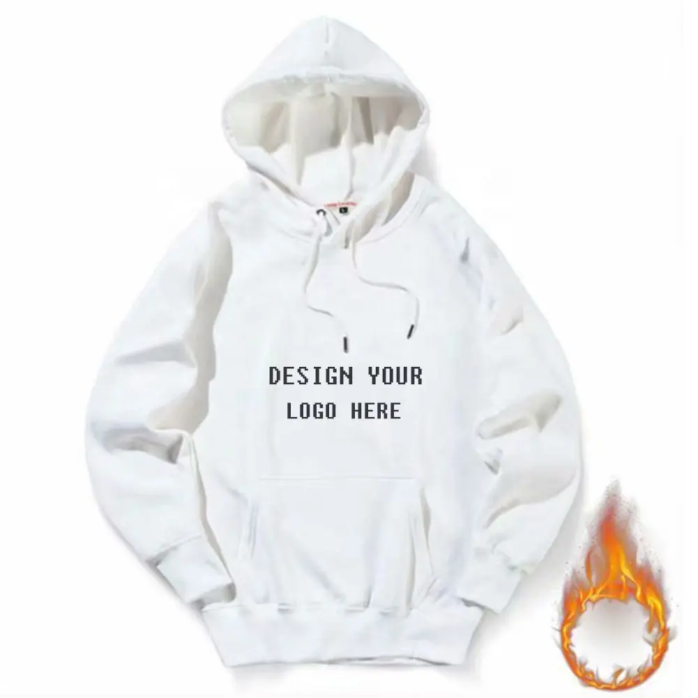 Men Autumn Winter Hooded Street Long Sleeve Loose Solid Color Hooded Casual Tops White Men's Hoodies