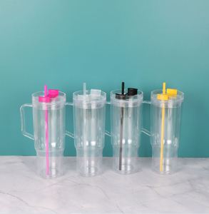 Mug de voyage en plastique transparent scintillant pré-percé de 40 oz pour vinyle, gobelet acrylique double paroi effet boule à neige de 40 oz avec poignée – Expédition depuis l'entrepôt américain - Product Image 2