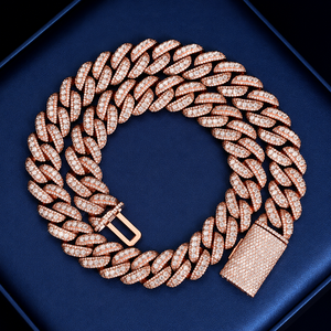Rose Gold Plated 18MM Miami Cuban Link <b>Chain</b> 925 Silver <b>Iced</b> <b>Out</b> Moissanite Hip Hop Necklace Luxury Jewelry for Men - Product Image 2