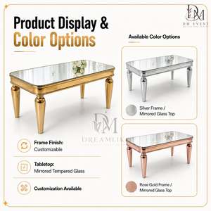 Elegante Juego de Mesa de Comedor con Cubierta de Acero Inoxidable y Sillas Tapizadas para Eventos y Banquetes de Hotel - Product Image 5