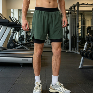 Pantaloncini da Allenamento in Spandex e Poliestere per <span class=keywords><strong>Uomo</strong></span>, Shorts da Palestra <span class=keywords><strong>con</strong></span> <span class=keywords><strong>Tasche</strong></span> in Mesh - Product Image 2