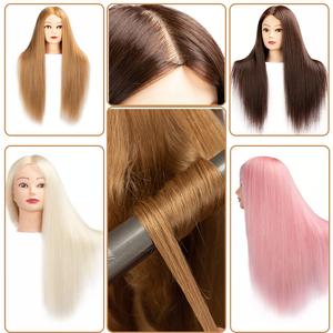 Cabeza de entrenamiento de maniquí femenino de pelo Real 85% de 60 cm de largo, cabeza de maniquí para peluqueros y peinados - Product Image 2