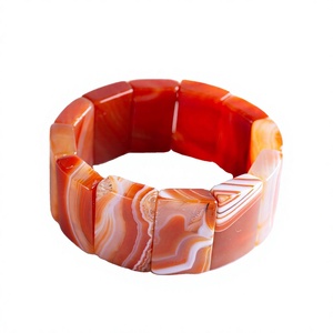 Handmade Geometric Agate Resin <b>Bracelet</b> Stylish Classic Unisex Fashion Bangle <b>Red</b> Orange White Patterned Stone Jewelry Woman - Product Image 1