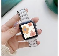 Bracelet en céramique et acier inoxydable de 38, 40, 41, 42, 44, 45 mm pour Apple Watch, bracelet de luxe pour IWatch