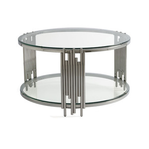 Phòng Khách Bạc <span class=keywords><strong>Chrome</strong></span> Thép Không Gỉ Vòng Kim Loại Sắt Gương Kính Cường Lực Top TV Đứng Và Bàn Cà Phê Đặt Hiện Đại - Product Image 2