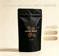 Gemetalliseerde aluminiumfolie stand-up zip pouch koffieverpakking met aangepast logo bedrukt voor Doypack zak met ontluchtingsventiel