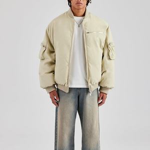 Chaquetas Bomber Personalizadas OEM ODM con Logotipo, Ropa Urbana de Algodón de Color Sólido, Chaqueta Casual Versátil con Bolsillos, Chaqueta de Invierno para Hombre con Cierre - Product Image 1