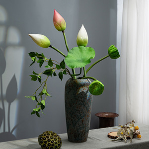 Fleurs de lotus artificielles, collection Lotus, effet humide, haut de gamme, pour décoration de piscine, décoration intérieure, ornement en pot, plante verte - Product Image 3