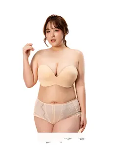 Plus Size Invisible Lifting Bra Underwire Adhesive Remove Straps Unpadded Cup Soft Push Up Bras Strapless Bras For Women