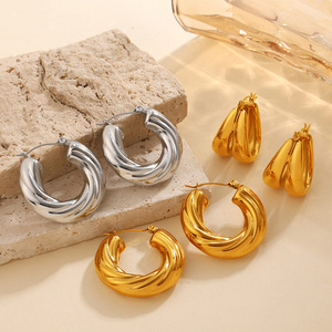 Pendientes de Aro en Forma de U, Aleación de Zinc, Oro y Plata, Pendientes de Moda para Mujer, Diseño Geométrico, Joyería de Moda - Product Image 1