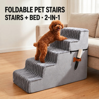 Escalier pliable pour animaux de compagnie, pour chiens et chats, 2 en 1, marches convertibles pour chien et lit pour animaux de compagnie, antidérapant, accès au canapé-lit intérieur