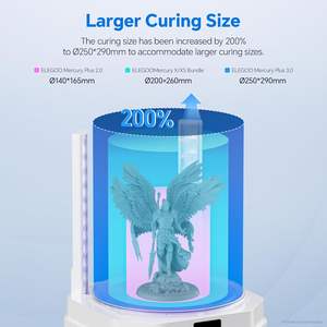 ELEGOO, ртуть, 3,0 плюс, 2, 1, большая, 3D-печать, станция для промывки, аппарат для отверждения смолы, ЖК-дисплей/SLA/DLP, модели 230x135x260 мм, Новинка - Product Image 2