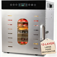 12-laags digitale commerciële industriële vacuüm droogapparatuur van roestvrij staal, voor het drogen van fruit, groenten en voedsel.