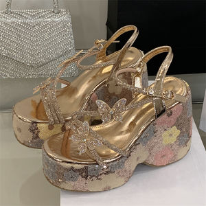 Femmes 2025 été mode à talons hauts à bout ouvert bride à la <span class=keywords><strong>cheville</strong></span> sandales plate-forme imperméable avec semelle épaisse <span class=keywords><strong>papillon</strong></span> Wedge - Product Image 5