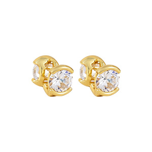 Pendientes de botón con circonita, forma geométrica EKA 131, joyería chapada en cobre, a la moda, color dorado - Product Image 4