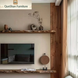 Estantes Flotantes de Madera de Alcanfor con Borde Natural al por Mayor |   Estante Rústico para Almacenamiento y Exhibición de CD al por Mayor para Uso Comercial y Doméstico - Product Image 2