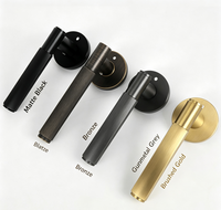 Poignée de porte linéaire en laiton de style américain moderne avec serrure de confidentialité, couleurs personnalisables, installation facile pour appartement