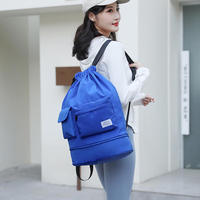 Sac à dos promotionnel en nylon polyester 210D imperméable avec cordon de serrage et poche, personnalisable avec logo