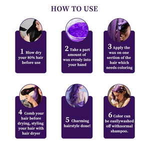 Nouveauté, vente en gros OEM, marque privée, 9 couleurs, cire capillaire instantanée, crème coiffante <span class=keywords><strong>temporaire</strong></span>, 4,23 oz, cire colorante lavable pour <span class=keywords><strong>cheveux</strong></span> - Product Image 4