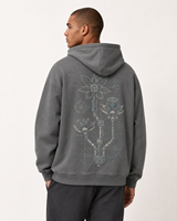 Sweat-shirt à capuche gris surdimensionné en mélange coton-polyester, impression par transfert thermique sur mesure ODM, grande taille, marque privée