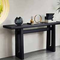 Console d'entrée moderne en bois massif, table noire minimaliste pour salon avec comptoir mural