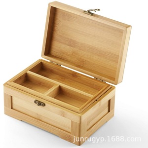 Boîte de rangement pour cigares en bois avec compartiments, rangement à double couche pour cigares et accessoires, rangement de bureau rectangulaire - Product Image 4