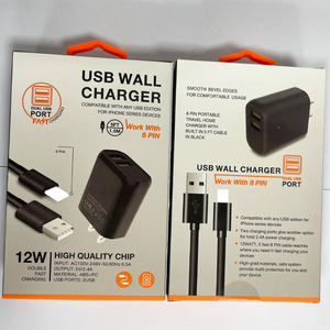 Cargador de Teléfono Móvil Doble USB de 12W con Enchufe Estadounidense Negro, <span class=keywords><strong>Precio</strong></span> Económico, Embalaje en Caja, con Cable USB a 8 Pines para iPad/<span class=keywords><strong>AirPods</strong></span> - Product Image 6