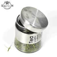 Pot de stockage avec couvercle, verre de revêtement en acier inoxydable, sucre des aliments, thé et café, livraison gratuite