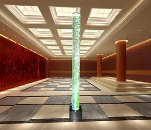 地板站立 led 圆形水泡柱灯与方形底座和塑料鱼
