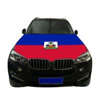 Housse de capot de voiture drapeau national d'Haïti, housse de moteur de voiture drapeau, vente en gros, tissu élastique personnalisé, vente directe d'usine