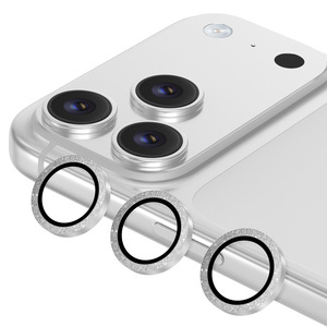 Protezione per Obiettivo Fotocamera in <span class=keywords><strong>Vetro</strong></span> Temperato 9H Personalizzata, Anello Trasparente con Glitter per iPhone - Product Image 1