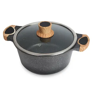 Pot à soupe de cuisine en granit antiadhésif avec couvercles en verre, pot de stock de 32cm pour canard Mandarin