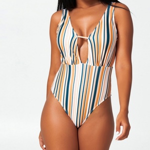 Maillot de bain une pièce personnalisé pour femme, avec liens latéraux ajustables, en Spandex/Polyester, séchage rapide, bretelles en V, soutien-gorge push-up, maillot de bain sexy - Product Image 3