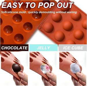 L'usine MUYULINS peut personnaliser des moules hémisphériques à 15 cavités, des moules à chocolat en silicone antiadhésifs LFGB et sans BPA. - Product Image 4
